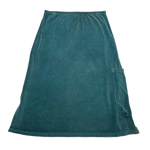 SomeWhat Funky Vintage Turquoise Velour Maxi Skirt and Top Set, Sizes M, L - Picture 4 of 12